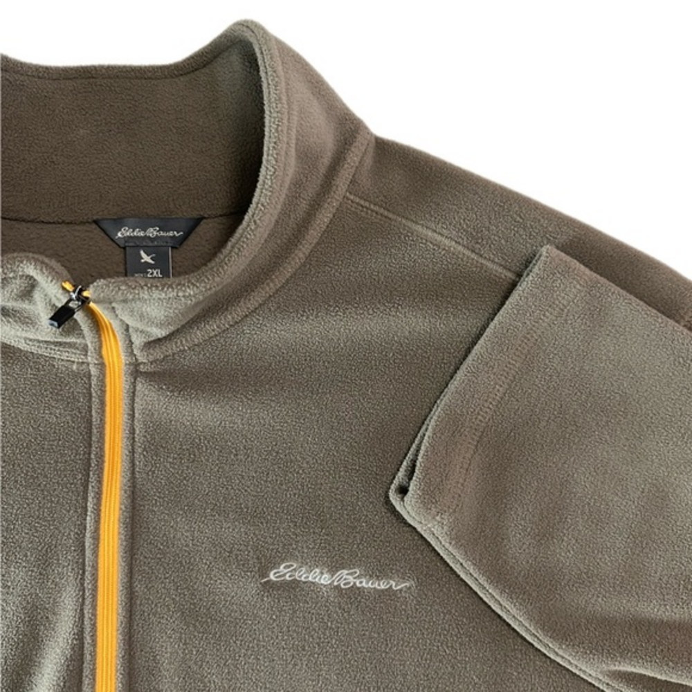 Eddie Bauer  2XL Green & Orange 1/4 Zip Fleece Pullover‎ Sz XXL